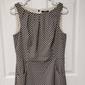 Chaps Pleated Neck Polka Dot Lined Sheath Dress Size 12